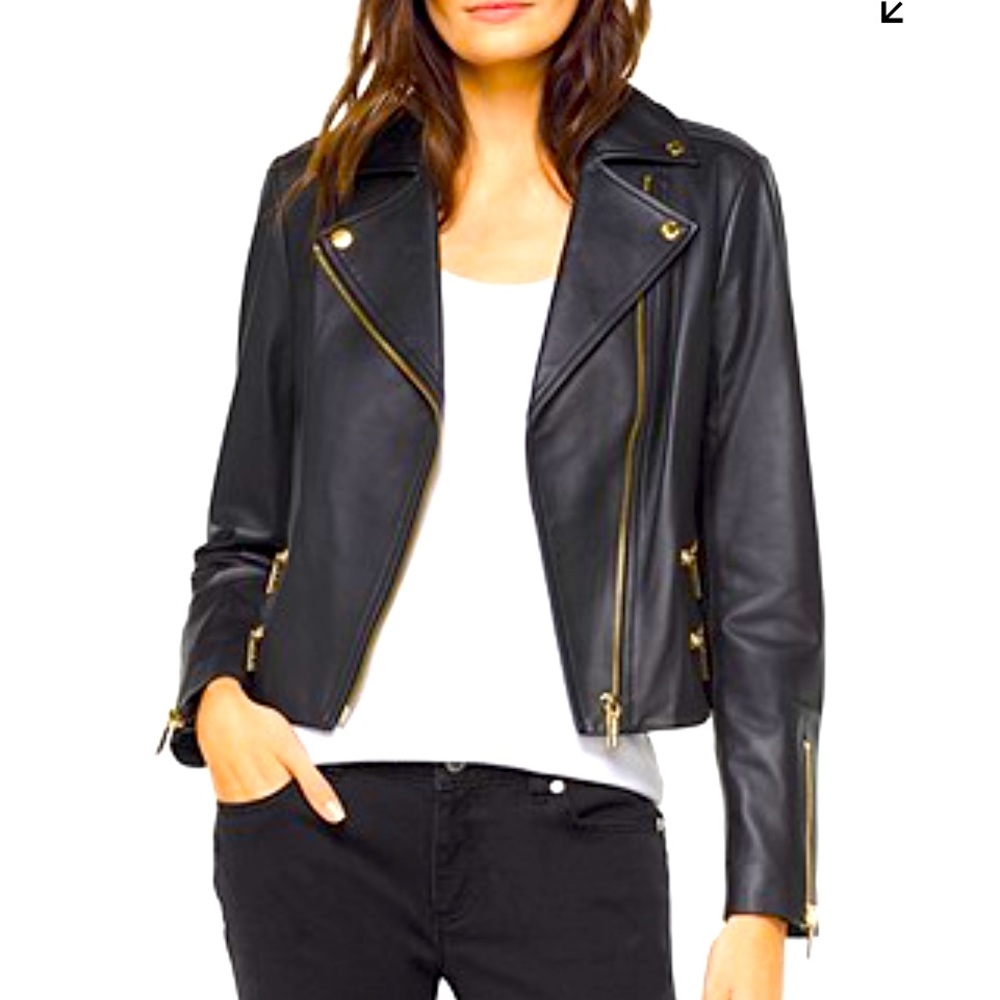 Michael Kors Leather Moto Jacket